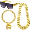 80s 90s Costumes Outfit Punk Gold Chain Necklace Bracelet Glasses Ring Hip Hop 80s 90s Costumes
