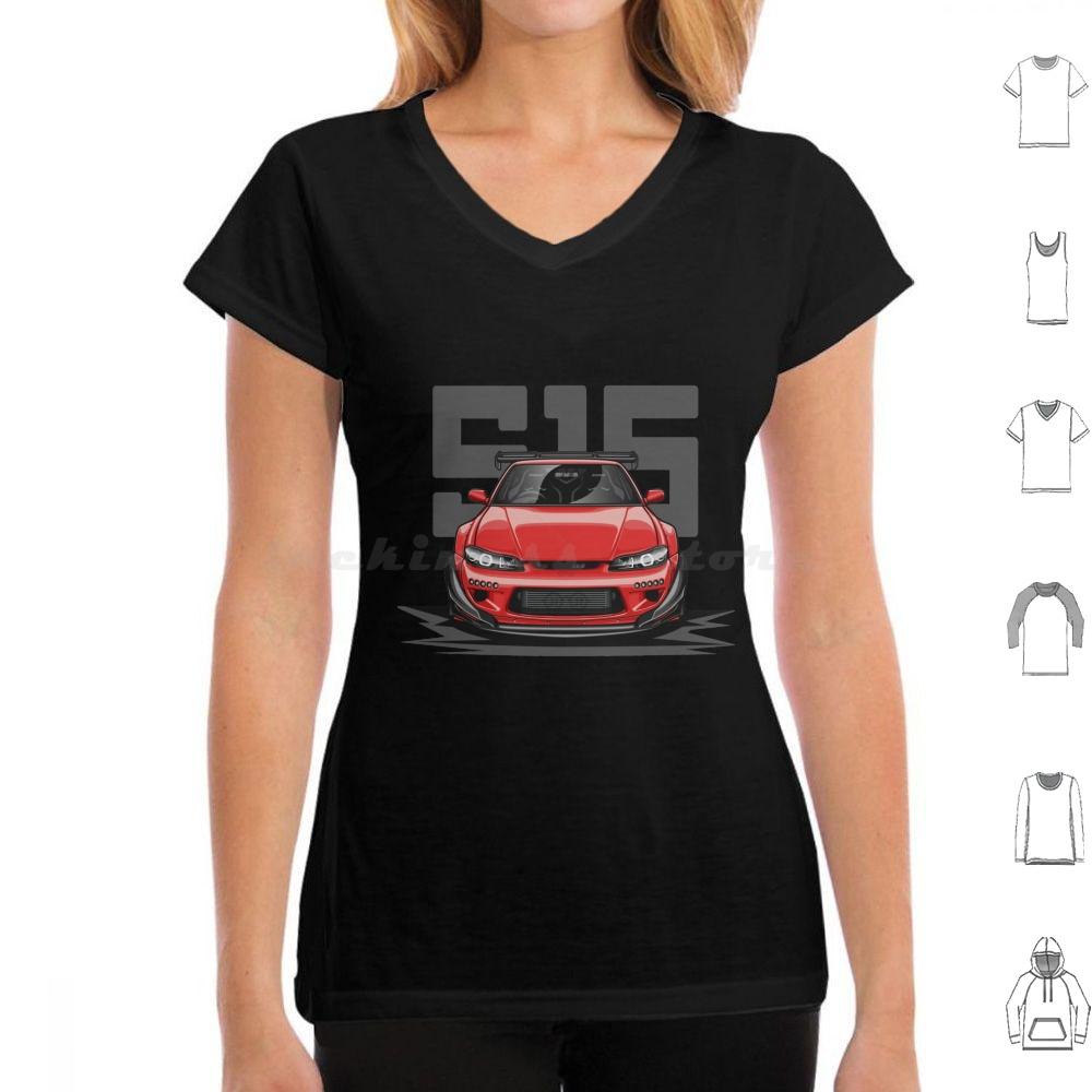Silvia S15 Front Candy Red T Shirt 6xl Cotton Cool Tee Car Automotive Racing Vehicle Race Cool Sports Supercar Fitment Man