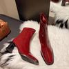 Женские ботильоны на высоком каблуке, сексуальные кожаные туфли с квадратным носком, тренд зимы 2025 года, элегантные офисные туфли, модные туфли-лодочки Botas Mujer