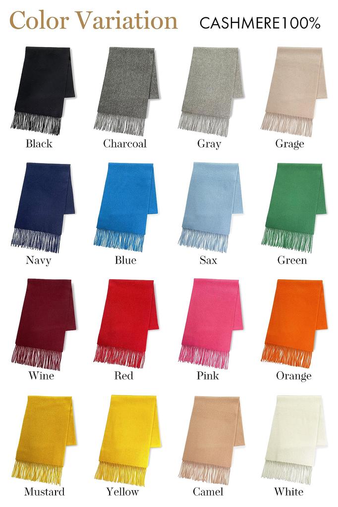 [Vita Natur] 100% Finest Cashmere Muffler [Ladies] Plain Cashmere Muffler (180cm X 30cm) (Black)