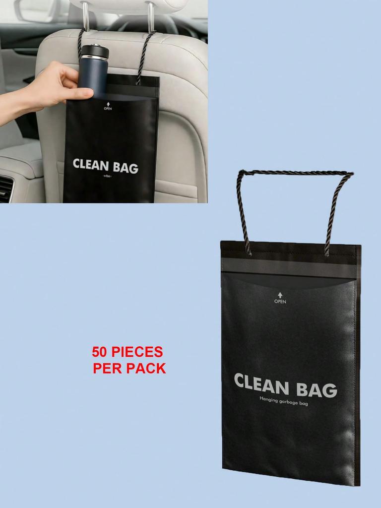 Hanging Car Trash Bag - Thickened PE, Long Strap, Hangable & Stickable, Large Capacity for Waste & Daily Items