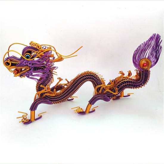 Миниатюрный зодиакальный дракон, ремесленный орнамент, красочная алюминиевая проволока, плетение, фигурка китайского дракона, креативная модель животного, украшение для автомобиля, домашнего офиса
