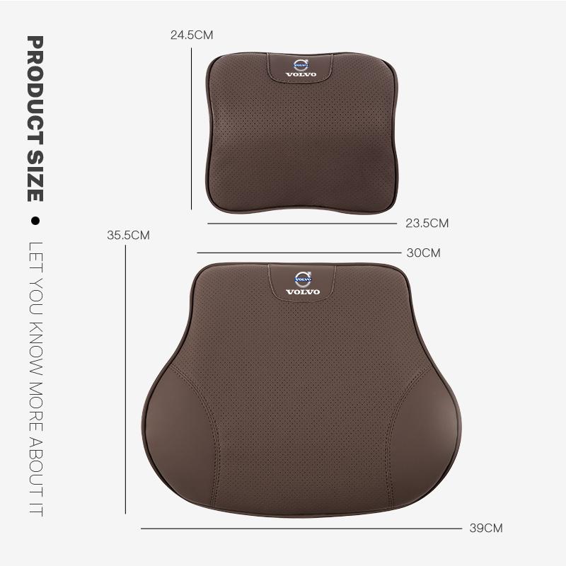 Car Leather Headrest Lumbar Memory Foam Neck Pillow Accessories For Volvo XC90 V90 V60 XC60 V40 EC40 EX40 S80 S60 S90 C40 XC40