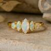 Marquise & Round Opal Ring – Yellow Gold Plated 925 Sterling Silver Bridal Wedding Band – October Birthstone Jewelry Gift for Her