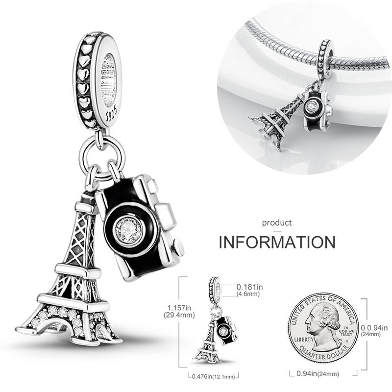 Fashion Trend 925 Silver Travel Airplane Dangle Charms Fit Original  Charm Bracelet DIY Sunflower Butterfly Bead