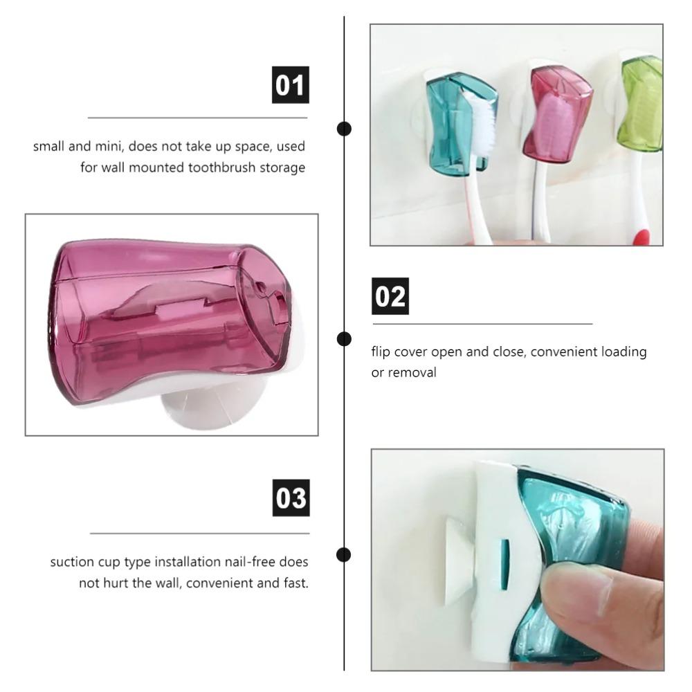 3PCS with Suction Cup Toothbrush Cover Dustproof Toothbrush Protector Cover  Bathroom