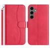 For Samsung Galaxy S24+ Stand Case with Strap PU Leather Wallet Phone Cover S Shape Stitching Design