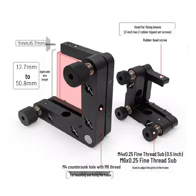 Rectangular Optical Component Mount, 0.5"-1.0" Square Adjustment, Left/Right Hand Systems for Research Labs