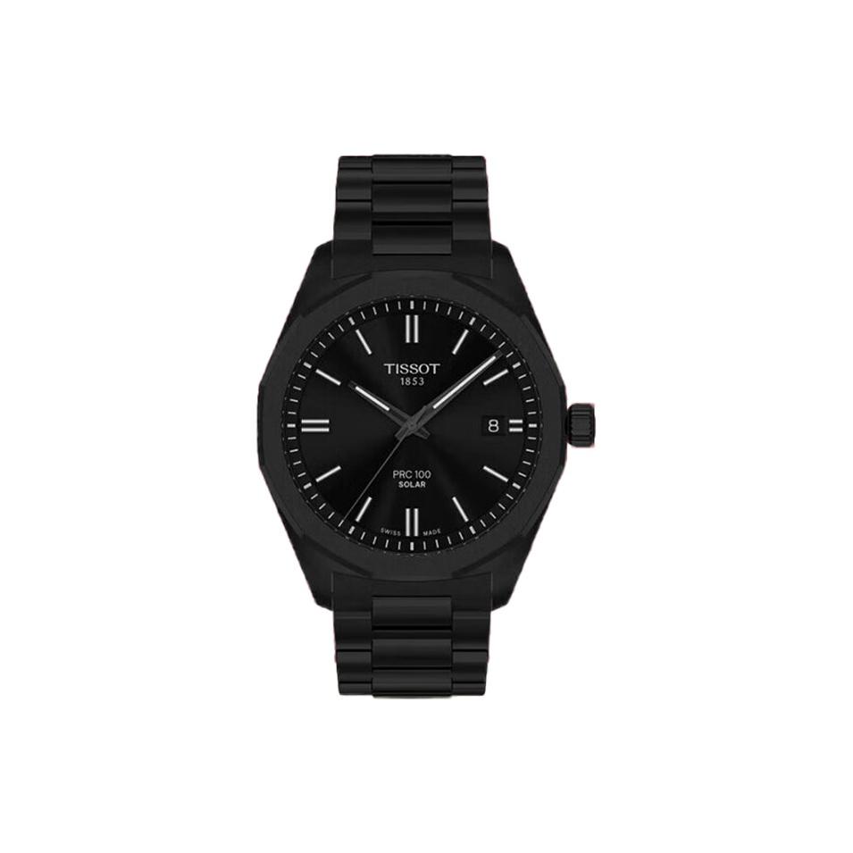 Tissot PRC100 Солнечный кварцевый механизм Мужские часы Часы 39 мм Черный циферблат T151.422.33.051.00