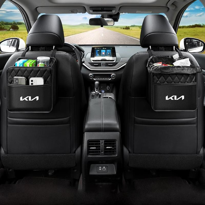 BTSOM1 Leather Car Interior Seat Back Storage Organizer Box For Kia KN Sportage GT Line Ceed Picanto Cerato Seltos Soul Rio Accessories