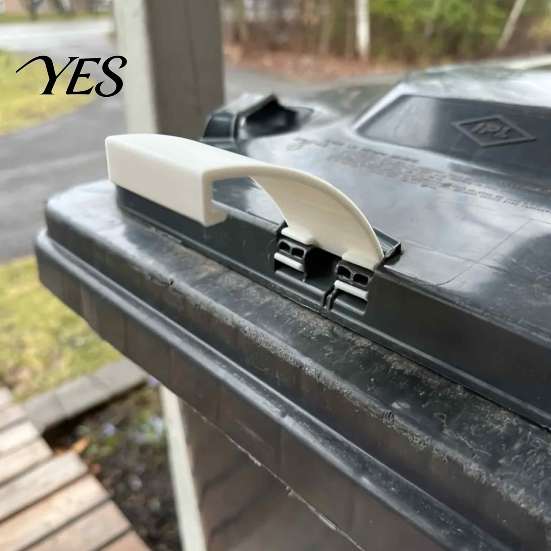 Weather Resistant Bin Fastener Trash Can Lid Cover Clip, Retainer Waste Management Security Snap-on Pipe Decor Cover, Weatherproof Outdoor Garbage
