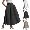 Женская весенняя повседневная длинная юбка с оборками, однотонная юбка, ретро-юбка в складку