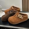 Ретро матовые бархатные биркенштоки из коровьей кожи женские 2025 новая дышащая повседневная обувь на одной педали пушистые хлопковые туфли женская обувь