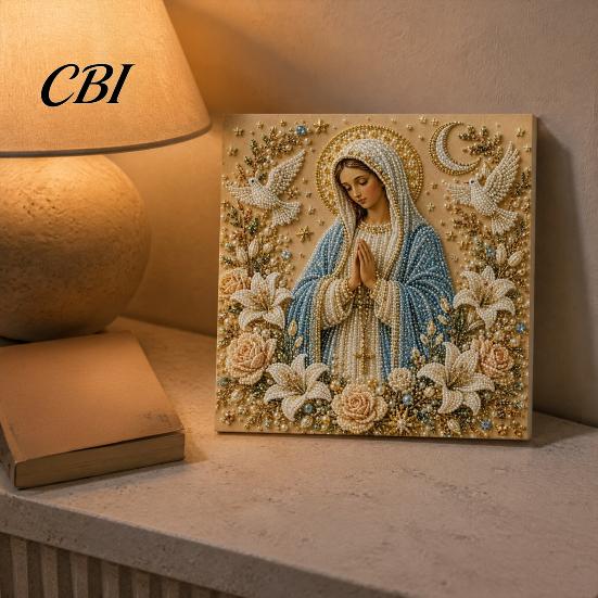 Unique Office Desk Ornaments DIY Jesus Pearl Art Kit, Diamond Painting for Adults, Christian Mosaic Creative Bedroom Accessories Craft Christ