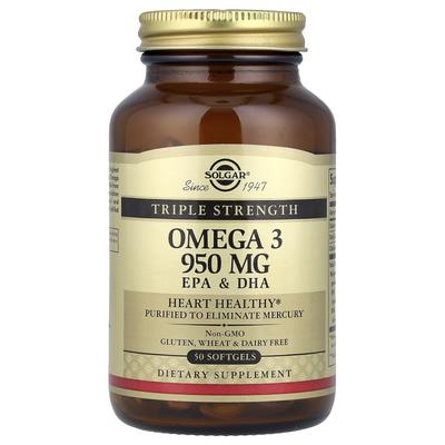 Омега 3, ЭПК и ДГК, Тройная сила, 950 мг, 50 мягких капсул