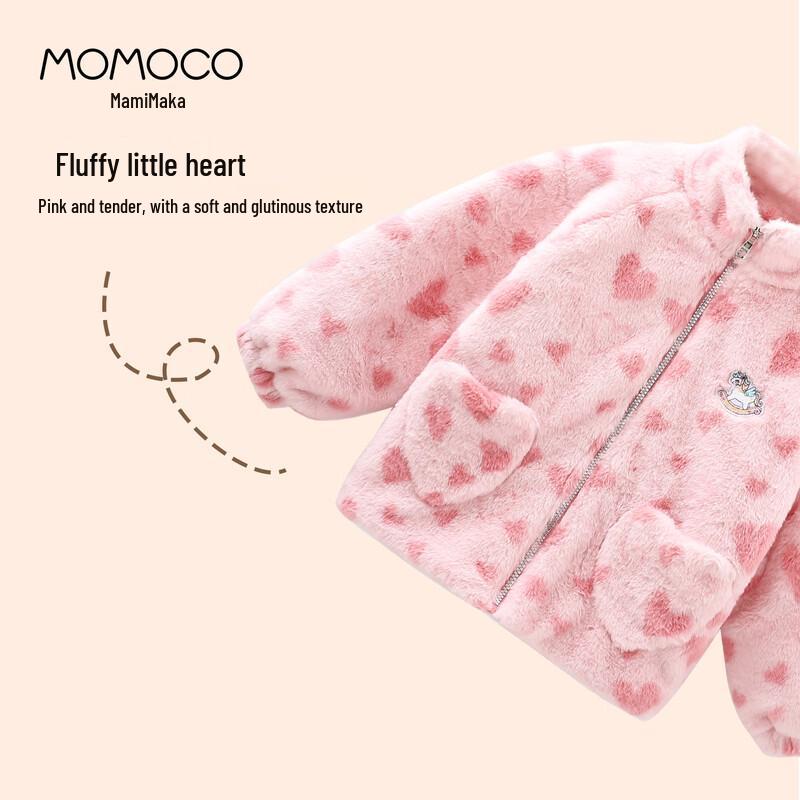 Зимняя плюшевая куртка для девочек MOMOCO с сердечками