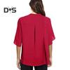 Women Tops V-Neck Button Decor Half Sleeve Chiffon Blouse Solid Color Loose Fit Breathable Shirt Tops Daily Wear