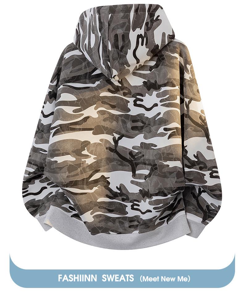 Men's Autumn 2025 Camouflage Cardigan Hoodie Retro Baseball Zipper Jacket