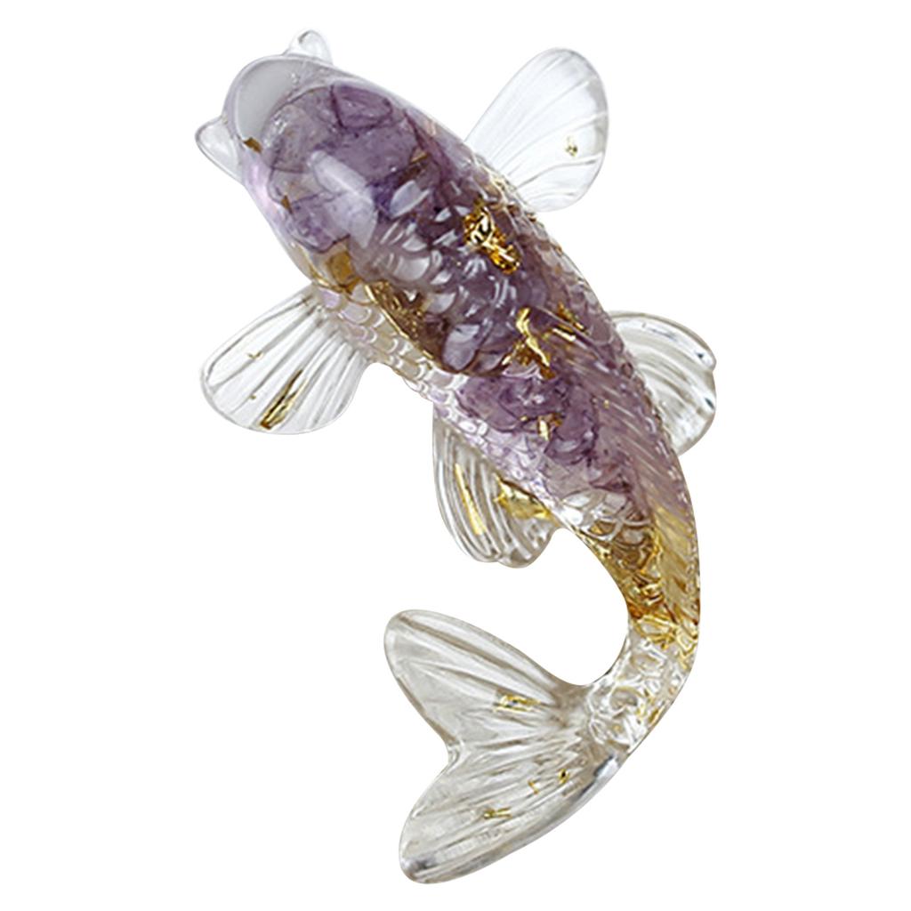 Natural Crystal Gravel Fish Shape Ornaments Decorative Animal Mini Figurines Desktop Statue for Home Office Decorations