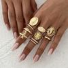 Hip Hop Instagram Diamond Crown Portrait Ring Set Retro Fashion Cross Joint Ring Set
