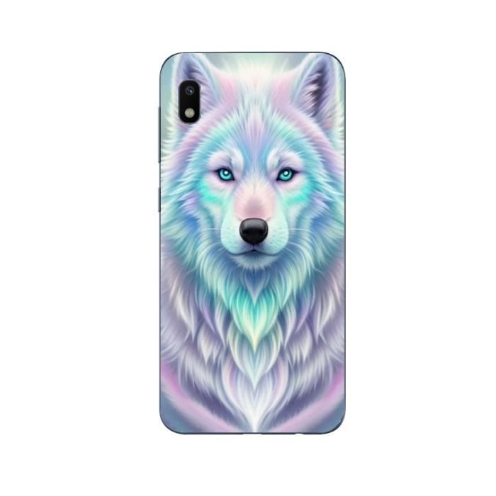 Чехол Maniacase для Samsung Galaxy A10 Белый волк с фиолетовым отражением