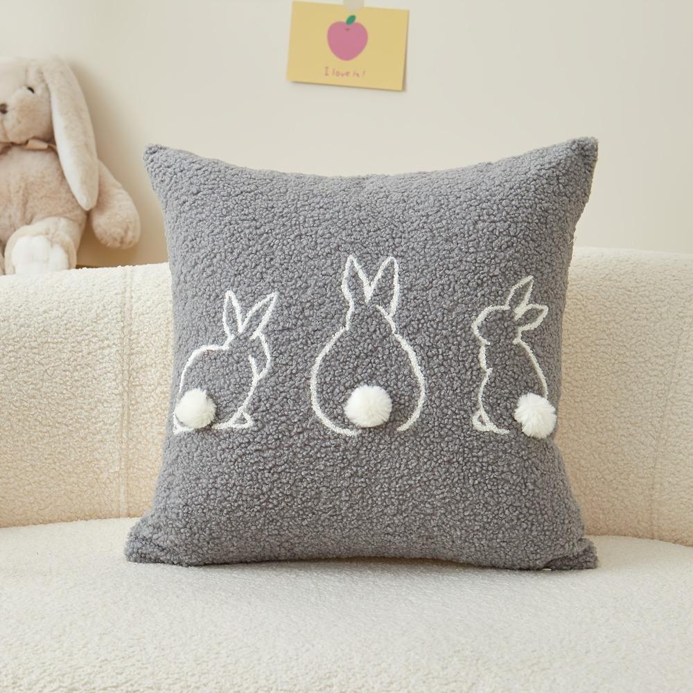 Square/Rectangular Easter Bunny Pillow Cover Plush Pillowslip Cartoon Throw Pillow Cover  Holiday