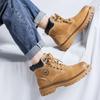 Autumn and Winter Leather Martin Boots Men's British High-top Rhubarb Boots Outdoor Tooling Short Boots Heightening Desert Boots 6711-R