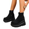 Fashion Fall Winter High Platform Boots Women Stretch Fabric Wedges Ankle Boots Women Punk Style Party Goth Shoes Woman Big Size 43