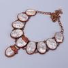 Friendship Day Deal Oval Fossil Coral Stone Copper Electroformed Chain Necklace V-86