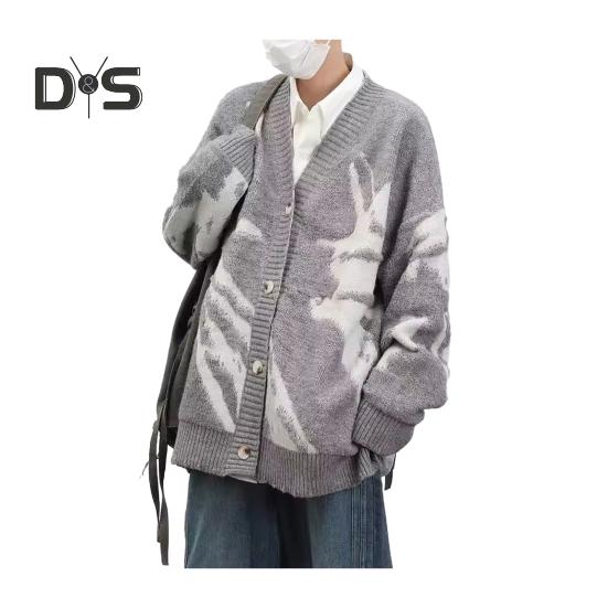 Мужской кардиган, свитер в стиле ретро, американский стиль, V-образный вырез, свободный однобортный, контрастного цвета, вязаный свитер, пальто, уличная куртка в стиле хип-хоп