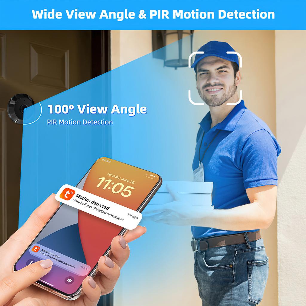 2.4G WiFi 4.3 Inch IPS HD Display Security Camera Microwave Radar Human Detection Digital Door Viewer Smart Door Peepholes