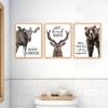 Modern Bathroom Animal Art Poster Prints Cheeky Moose Bear Humor Wall Vintage Funny Farmhouse Canvas Painting Room Home Decor