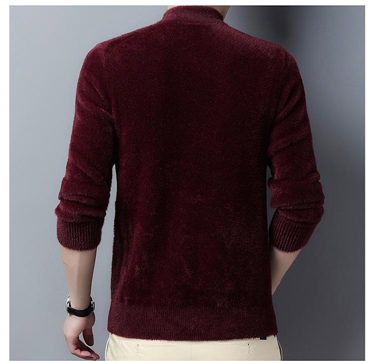 Unisex Thickened Mink Velvet Sweater with Semi-High Neck - Winter Warm Cashmere Base Shirt