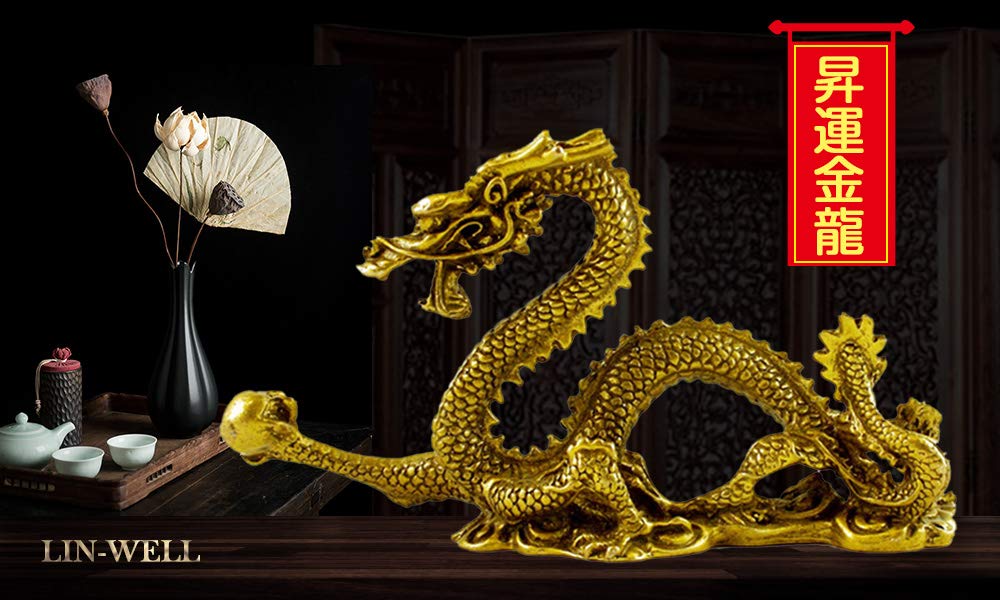 Gold Dragon for Good Five Dragon and Water Cup Dragon and Water Cup Enhance the Water Feng Shui Good Rising Feng Shui Zodiac Lucky Ward Off Auspicious