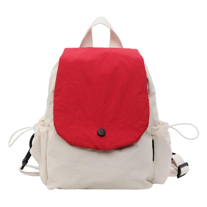 College Student Class for Women's Backpack Canvas Lightweight Small Schoolbag Casual Contrasting Color Handbag Women