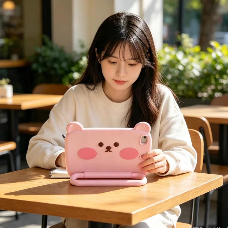 Чехол для iPad A16 Pro Air Mini и Huawei MatePad SE Air 11.5 S Honor Pad X9 X8A 11" Планшетный Чехол Новый 3D Мультяшный Милый Медведь Держатель Мягкий Силиконовый Чехол