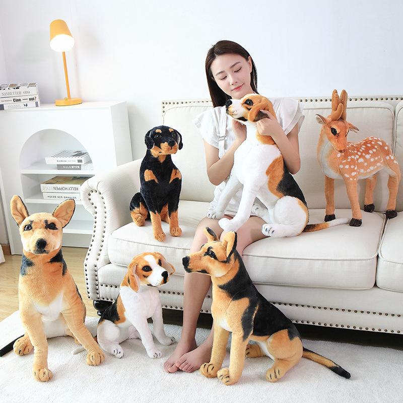 Simulation Squatting Dog Shepherd Dog Spotted Dog Doll Plush Toy Tiger Sika Deer Doll Children'S Ragdoll