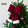Рождественский бант, украшение, бархатный красный бант, подвесные украшения, рождественская елка, подвеска для праздничного домашнего декора