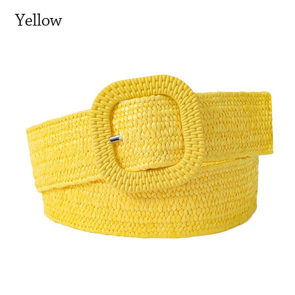 Women Bohemian Summer Straw Woven Belt Braided Belts Waistband Waist Belt