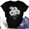 Women's Casual Round Neck Floral Print Short Sleeve T-Shirt Top