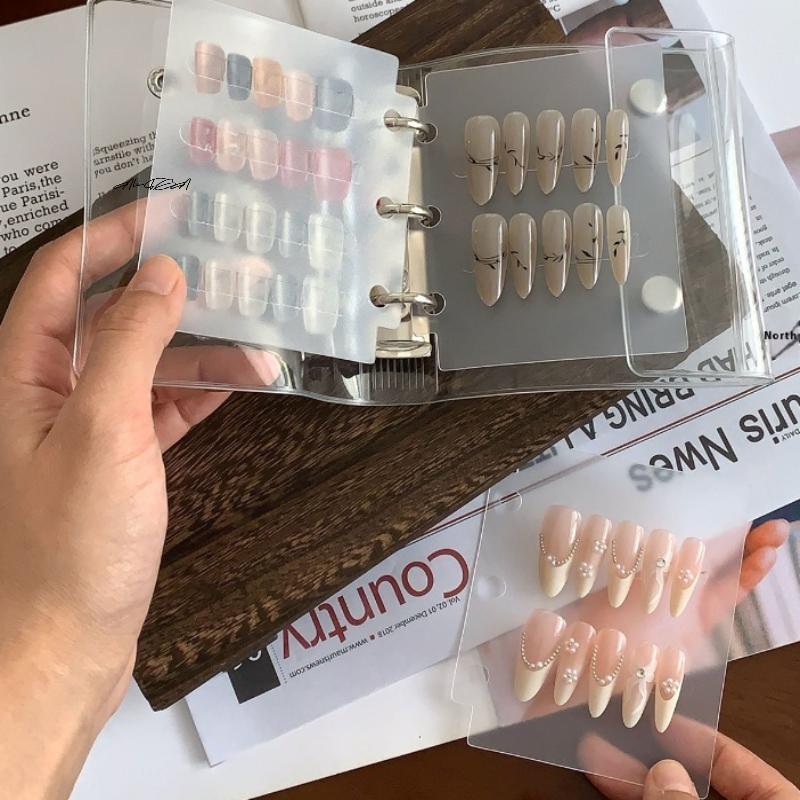 Сделай сам Наклейки для ногтей Книга для хранения накладных ногтей с двойной пряжкой 3 отверстия Зажим для карточек Дисплейная доска Простой альбом для ухода за ногтями