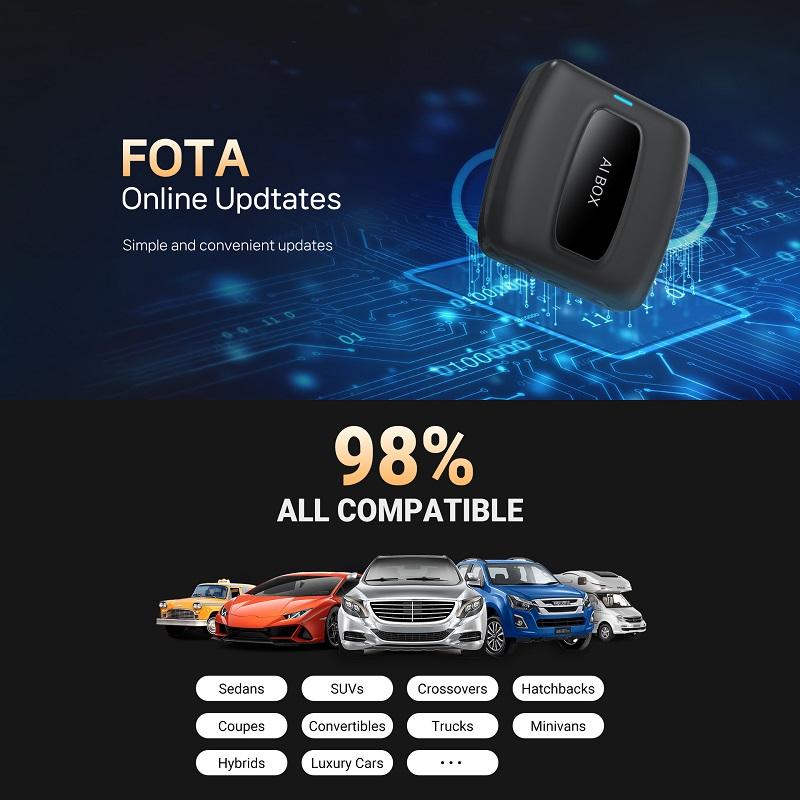 Беспроводной автомобильный адаптер Smart AIbox Car Wireless CarPlay, подключаемый к беспроводной приставке CarPlay по принципу Plug and Play.