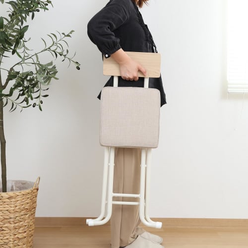 Fuji Boeki Folding Chair, Indoor Chair, Seat Height 47cm, High Chair with Backrest, Width 36.5cm X Depth 46cm X Height 73.5cm, Beige, Noel, 51431