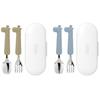 Edison Infant Silicone Spoon Fork Case Set of 2, Giraffe Beige, Giraffe Blue, Spoon + Fork + Case, 2 Sets