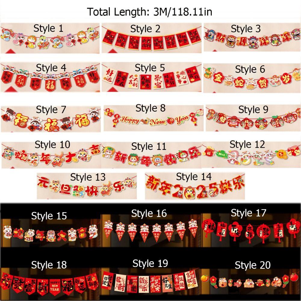 Paper Pull Flag Ornament Cartoon Snake Year Banner Hanging Snake Pendant Spring Festival