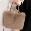 Fashion Faux Fur Shoulder Bag Soft Square Fluffy Tote Bag Plush Handbag Female Crossbody Bag