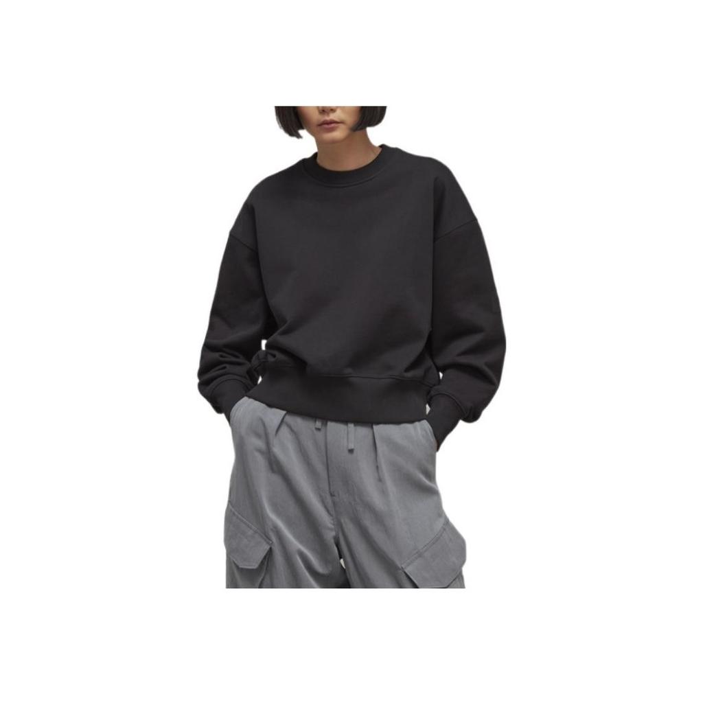 Y-3 SS23 Однотонная толстовка с круглым вырезом и длинными рукавами, унисекс, черная толстовка H44791