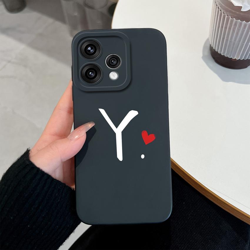 Милый Чехол для Телефона с Узором из Красных Сердечек и Букв для Oppo Reno 15 14 13 12 11 Pro 15F 14F 13F 12F 11F 5G Ударопрочный Силиконовый Чехол-Защита для Объектива Камеры