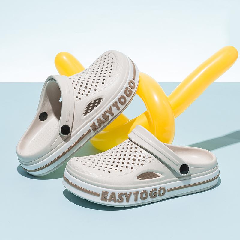 Новые летние классические сабо, мужские пляжные сандалии, повседневная обувь, легкие тапочки из ЭВА, обувь с надписью, уличные тапочки