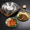Stainless Steel Dinner Plates Round Salad Serving Plate Easy To Clean Pizza Fruit Bowl for Home Kitchen Outdoor Camping BBQ